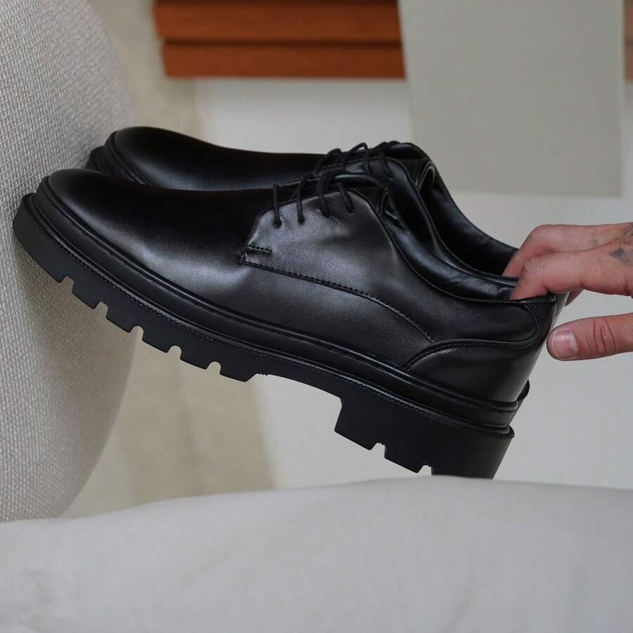 Men's Oxford Dress Shoe Lorenzo Adult Size, Stitched Sole, High-Tread, Elegant Adult Size, Suitable For Business, Parties, Graduations, And Weddings. - 黑色 - 查看 1