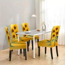 White Background Lemon Pattern Decoration Kit, Set Of 1 Piece/2 Pieces/4 Pieces/6 Pieces/8 Pieces/36 Pieces, High Elasticity All Inclusive Washable Soft Protective Cover, Using 2D Flat Printing Technology, Easy To Install And Clean. Suitable For Indoor Decoration, Outdoor Dining, Gathering Occasions, Restaurants, Parties, And Hotels As Decorative Chair Covers, And Can Also Be Given As Gifts. - Multicolor - View 8