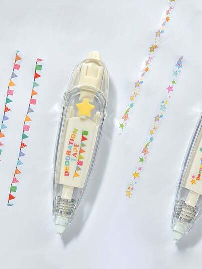 1 Set Of 2 Star-Shaped Rolling Stamp Pens, Pastel & Bright Colors - Suitable For Scrapbooking, Card Making, Party Decorations - DIY Craft Tool, Creative Pattern Design, Precise Crafting, Essential For Hobbyists