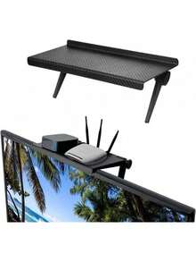 1 Pc/Integrated Adjustable TV Set-Top Box Holder - Cable Management Box, Multifunctional Display Mount For Wall-Mounted TV With Media Box/Router Storage - High-Strength ABS Matte Surface, 2026 Cord Management Solution, New Year Home Office Upgrade, Valentine's Tech Gift, Space Saving TV Accessory - View 5