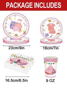10件套女孩睡衣派对用品，包括餐盘和餐巾纸，睡衣派对装饰，睡衣主题睡衣派对装饰，一次性餐具，可供10位客人使用 - 多色 - 查看 2