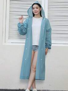 Nueva chaqueta de lluvia portátil, transpirable y duradera, con botones frontales y Body completo impermeable para senderismo y viajes - Multicolor - Ver 34