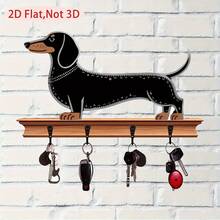 1 pièce Crochet mural en bois thème Teckel vintage plat 2D, convient pour l'entrée, le bureau ou le salon, cadeau parfait pour les amoureux des animaux, accessoire de décoration d'intérieur. | Design de chien de travail | Décoration murale en bois, porte-clés multifonction en bois pour usage domestique - Multicolore - Voir 3