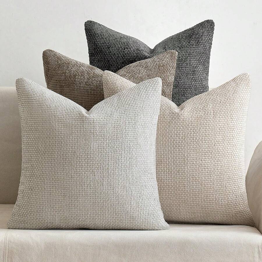 4pcs Soft Decorative Chenille Pillow Covers, Bohemian Style Cushion Covers Suitable For Modern Medieval Spring Home Decor, Sofa, Bedroom, Living Room (Covers Only, No Inserts) - Multicolor - View 1