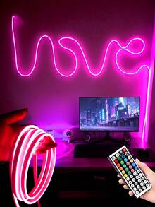 1pc Flexible RGB LED Neon Light Strip With Remote Control - Adjustable Color Neon Light For Bedroom, Sofa, Gaming Area And Home Theater Decor, Ideal For Holiday Decoration - Multi-color light - View 2