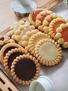 Set de 4 moldes retro y clásicos para galletas tipo sándwich, caja de regalo de galletas, moldes para chocolate, mermelada, queso y merienda de té de la tarde, prensados a mano - Multicolor - Ver 2