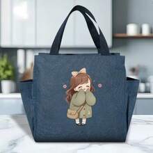 [Tote Bag] Healing Cartoon Girl Print Tote Bag, Japanese Style, Lightweight Large Capacity Commuter Bag - Multicolor - View 3