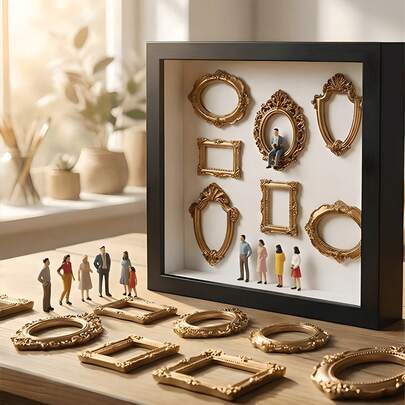 1 Set DIY Mini Museo Silueta Caja - Celebra tus preciosos recuerdos de una manera única, Kit de marco de caja de sombras con exhibición de fotos personalizable y figuritas en miniatura, decoración de recuerdos únicos y personalizados
