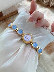 1 chiếc đồng hồ nữ thời trang mới, mặt số tam giác thanh lịch, đồng hồ thạch anh dành cho doanh nhân, phù hợp cho sinh hoạt hàng ngày, tiệc tùng và các sự kiện trang trọng. - Màu tím - Xem 2