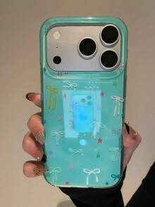 Cute Minimalist Pink Bow Polka Dot Phone Case Suitable For IPhone 17 ProMax, 17Pro, 17, Air, 17, 16, 15, 14, 13, 12, 11 Pro Max Plus, Gift For Girls, Soft Protective Back Cover - Emerald Green Bow - View 4