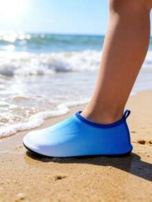 Kids Water Shoes Blue White Gradient Solid Color TPR Anti-Scratch Non-Slip Quick Dry Aqua Socks With Pull Tab For Water Park Beach Pool Party - Multicolor - View 3