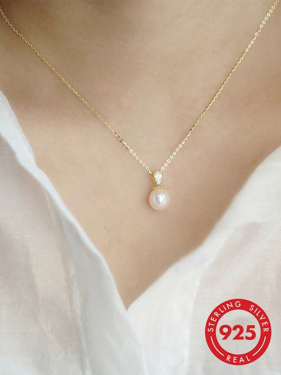 BALMORA 1 chiếc vòng cổ ngọc trai bạc 925 đơn giản, thanh lịch kiểu cổ điển, dây chuyền choker thời trang dành cho nữ, quà tặng trang sức cho tiệc sinh nhật.