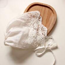 夏季婴儿帽，蕾丝公主裙帽，拍照纪念蕾丝镂空宫廷风帽子，儿童遮阳帽 - 米白 - 查看 6