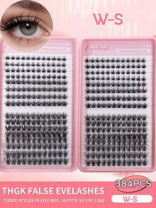 640/624/608/590/384/320片装 D型卷翘扇形假睫毛 50D+60D 混合款 8-16mm 纤细蓬松柔软轻盈可重复使用 DIY 睫毛嫁接套装，适合初学者、日常妆容、婚礼、派对、节日、万圣节等场合。 - D - 查看 12