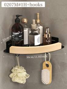 1 pieza Estantería de esquina para baño, instalación sin taladrar, cesta triangular para ducha, estante triangular de madera con anillo para toalla, solución de almacenamiento montada en la pared para el baño y ahorro de espacio - Multicolor - Ver 14