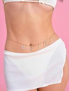 闪亮“BRIDL”水晶腰链，夏季沙滩比基尼配饰，单身派对专属配饰 - 金色 - 查看 6