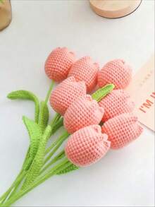 1pc/5pcs Crochet Tulip Bouquet And Durable Handmade Artificial Everlasting Flower Bouquet, Fade-Resistant, Lifelike, Suitable For Wedding Planning, Home Decor, Graduation Gifts, DIY Crafters, Mother's Day, Teacher's Day, Birthday, Valentine's Day Gifts And Party Decorations, Best Ideal Choice - Multicolor - View 4