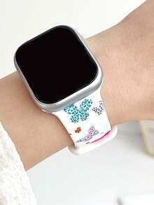 1条全新彩色豹纹蝴蝶印花硅胶表带，兼容苹果手表表带38mm 40mm 41mm 42mm 44mm 45mm 49mm（S10 42mm（S10 46mm（S11 42mm（S11 46mm）），女士款），时尚柔软硅胶运动表带，兼容 Series 11 Ultra 3 SE3 Ultra 2 S10 SE2 9 8 7 SE 6 5 4 3 2 1 - 彩色 - 查看 3