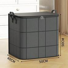 1pc Large Storage Bag, Suitable For Organizing Blankets, Clothes, Bedding, Foldable, With Reinforced Handle, Transparent Window, Sturdy Zipper, Gray, Applicable For Decor, Holidays, Room, Home, Bedroom - Grey - View 3