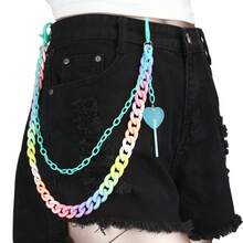 1pc Color Retro Heart Lollipop Pendant Classic Waist Chain Acrylic Pants Chain - 藍色棒棒糖內褲鏈 - 查看 11