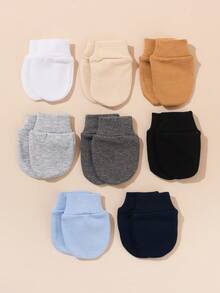 8 Pasang Sarung Tangan Bayi Warna Polos Lembut Nyaman Anti Gores, Cocok untuk Bayi Usia 0-6 Bulan, Pakaian Kasual Sehari-hari, Sepanjang Musim - bayi laki-laki - View 4