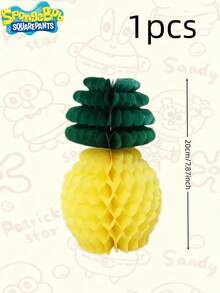 SpongeBob SquarePants Pineapple Honeycomb Tissue Paper, Pineapple Hanging Decor, Tropical Hawaiian Jungle Party Supplies Gift - Yellow - View 11