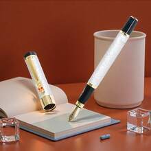 啞光金屬金龍紋鋼筆，書寫流暢，適合書法練習，支援活塞與墨水匣兩種上墨系統，適合學生與教師的返校禮物 - Fountain Pen - 查看 3