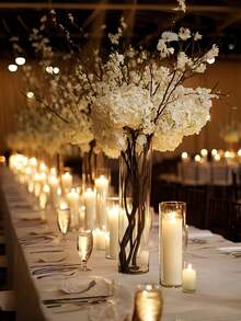 6.5cm Wide Transparent Glass Candle Holder, Slender Borosilicate Glass Candle Stand, Suitable For Wedding Party, Holiday Event, Tabletop Candle Display, Evening Gathering Decoration (Candle Not Included) - Transparent - View 10