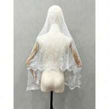 Bride Lace White Shawl Veil Shawl, Black Latin Wedding Veil Halloween Valentine's Day Valentines Autumn Accessories - màu đen - Xem 6