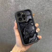 Estuche de teléfono minimalista perforado grueso y resistente a los golpes con diseño de mármol negro mate, compatible coniphone 11/11 pro/11 pro max/12/12 pro/12 pro max/13/13 pro/13 pro max/14/14 pro/14 pro max/15/15 pro/15 pro max/16/16 pro/16 pro max/17/17 pro/17 pro max - Estilo (1 pieza) - Ver 3