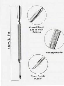 Bộ 4 dụng cụ đẩy biểu bì hai mặt, dụng cụ loại bỏ biểu bì hai đầu bằng thép không gỉ, bộ dụng cụ làm móng tay móng chân chuyên nghiệp cho móng giả tại nhà và salon. - bạc - Xem 11