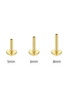 1 pieza Postes y respaldos de aretes de 5mm/6mm/8mm, plata de ley 925 con respaldo plano para hacer joyas, hipoalergénico con respaldos de aretes en forma de corazón para hacer DIY - Dorado - Ver 2
