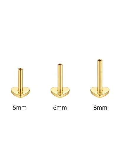 1件 5mm/6mm/8mm 耳钉耳堵，925纯银平底耳钉，用于珠宝制作，低过敏性，带心形耳堵，适用于珠宝DIY制作配件