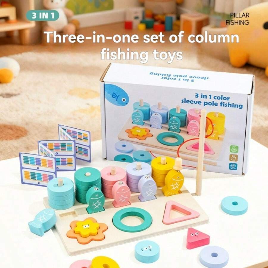 Children's Matching Fishing Puzzle Stacking Blocks Toy, Montessori Early Education Cognitive Matching Fish Toy For Boys And Girls