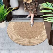 1pc Light Brown Striped Semi-Circular Doormat, Bedroom Kitchen Laundry Room Mat, Fashionable Home Entrance Rug, Living Room Entryway Indoor Outdoor Floor Mat, Textured Design, Doormat, Small Rug, Welcome Mat, Carpet, Floor Mat, Outdoor Doormat, Kitchen Rug, Home Decor, Front Door Mat, Area Small Rug, Outdoor Mat, Home Decor, Area Rug, Garden Rug, Washable Rug - Multicolor - View 6