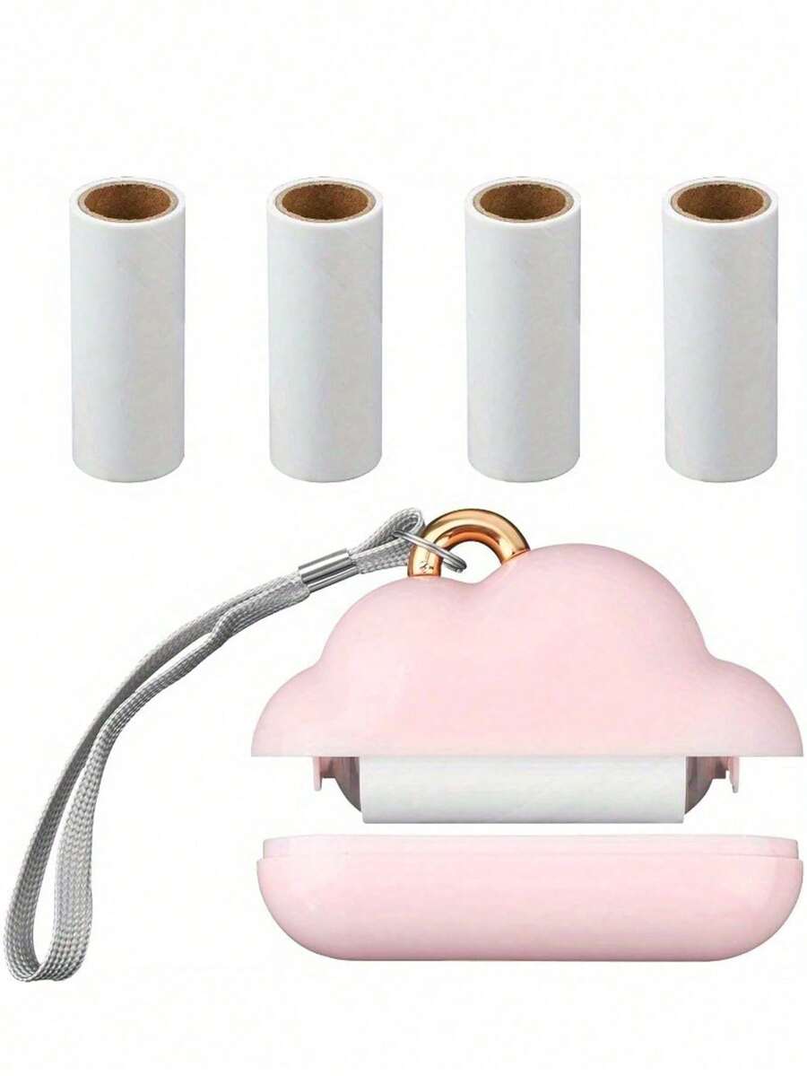 1件裝可攜式旅行滾輪式黏毛器－可重複使用迷你衣物除毛器，輕鬆去除衣物與布料上的寵物毛髮，緊湊設計搭配可替換黏毛貼片，旅行必備 - 雲朵 - 查看 1