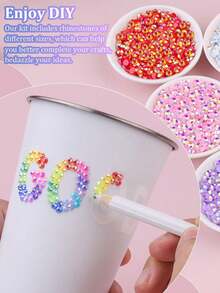 18.000 Rhinestones de resina de gelatina multicolor de 3 mm para decoración, gemas planas de arcoíris, set de decoración con bolígrafo y pinzas para manualidades, libros, zapatos y decoración de uñas - Multicolor - Ver 3