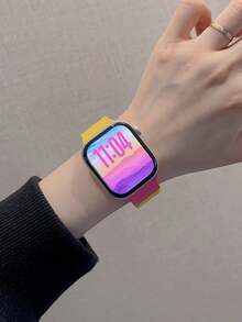 1条男女通用荔枝纹硅胶磁吸表带，兼容 42mm、38mm、40mm、41mm、44mm、45mm、46mm、49mm，时尚智能手表替换表带，适用于Series Ultra2、Ultra SE2、SE 11、10、9、8、7、6、5、4、3、2、1 - 彩色 - 查看 3