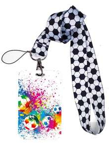 1pc Football Lanyard Keychain, Office ID Card Holder, Gym Card Holder, Mobile Phone Lanyard, Key Ring, Badge Holder - Multicolor - View 13