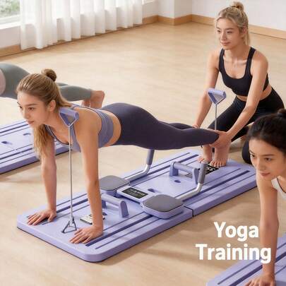 HanTai Pilates Board - Pilates Reformer Set, Multi-Purpose Foldable Pilates Reformer Board For Home, 5 In 1 Pilates Sliding Board