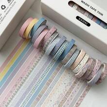 20rolls Vintage Washi Tape Set Self Adhesive Easy Tear Spliceable Function Thickened Durable Texture Rich Diverse Pattern Features For Diy Scrapbooking Journal Card Making Gift Wrapping Home Decor Desktop Arrangement Adult Craft Lovers Literary Enthusiasts Daily Decorative Supplies Portable Multi Purpose Accessory Retro Literary Trending Style Creative Household Ornament Gift For Friends Birthday Gift Holiday Gift Party Favor - Green Color Scheme - View 3