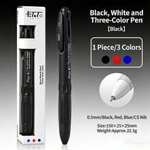 Bolígrafo de 3 colores, bolígrafo retráctil 3 en 1 multicolor con tinta negra, roja y azul de secado rápido, bolígrafo de doble punta CS, bolígrafo multicolor de color apagado, para oficina, escuela, toma de notas, escritura, marcado - Redondo - Ver 10