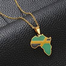 1Piece Africa Map With Jamaica Haiti Puerto Rico PR Flag Pendant Necklaces For Women Jewelry - Multicolor - View 6