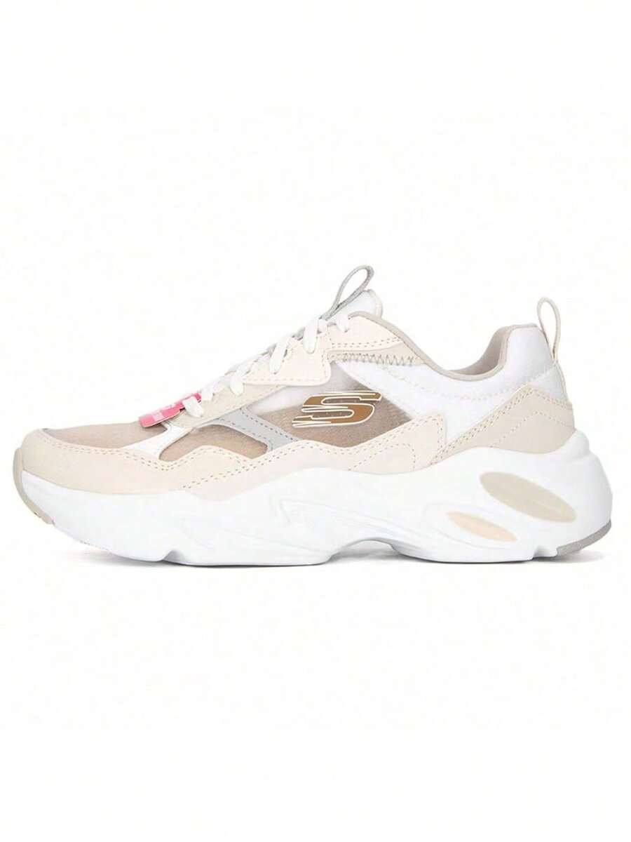 Skechers 女鞋 D'LITES耐磨輕便舒適熊貓鞋休閒老爹鞋 - 米色/白色 - 查看 1