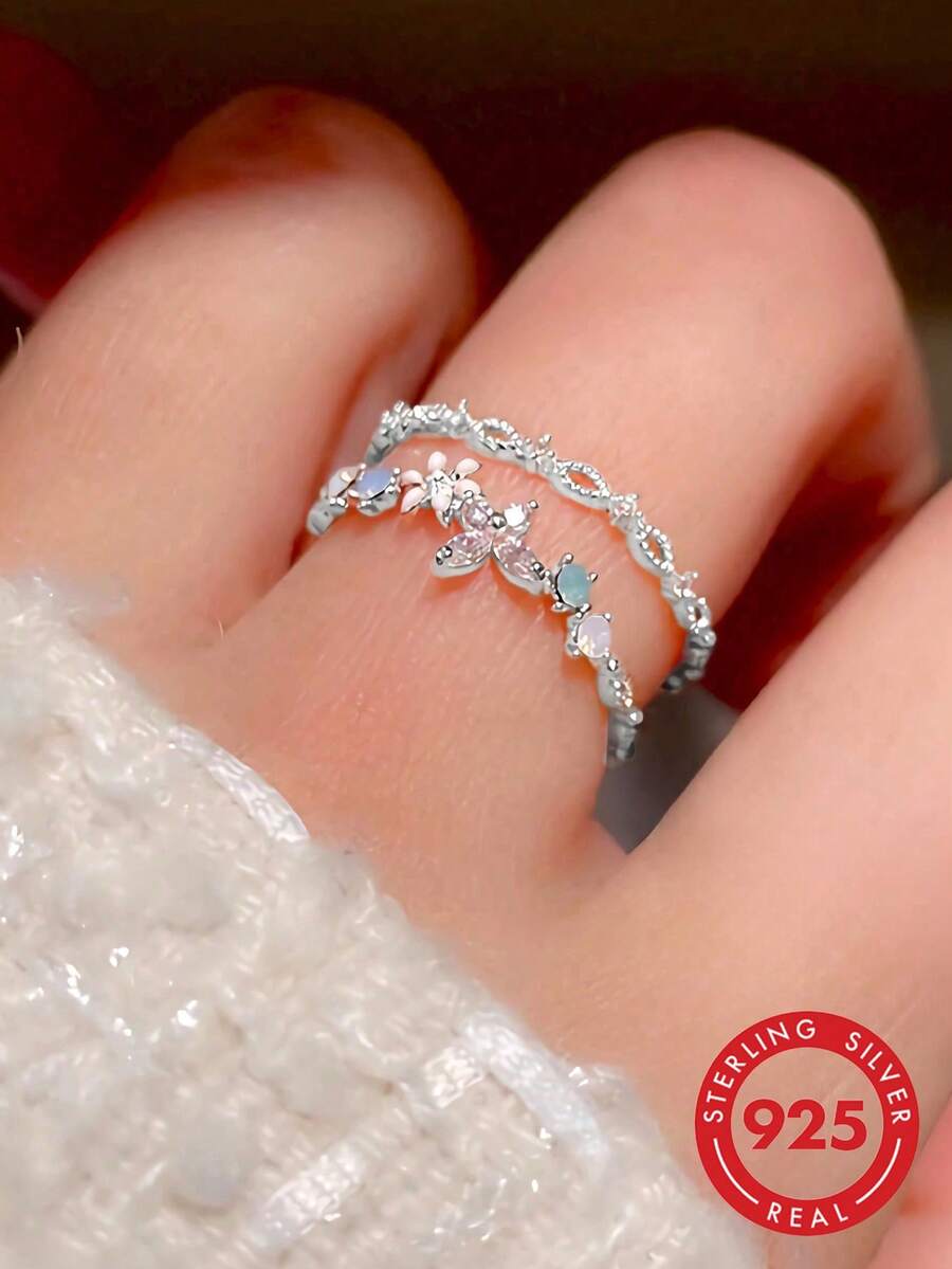 BALMORA 1pc Elegant Vintage S925 Sterling Silver Rose Flower Open Ring, Gift For Girlfriend On Valentine's Day