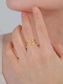 LIKGREAT Nhẫn hở bằng thép không gỉ hình hoa, biểu tượng phân tử 5-Hydroxytryptamine, dành cho nam và nữ, kiểu dáng thời trang Bohemian, quà tặng sinh nhật. - Chuỗi giải trí - Xem 8