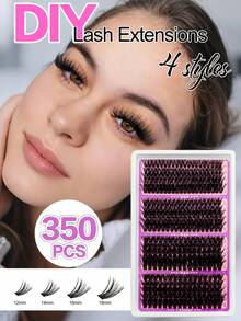 4 Styles Mixed Fluffy Lash Clusters, Single Lashes, Faux Mink Lashes, D Curl 10-18mm Mixed False Lashes For Bridal Makeup, Lash Clusters, Single Lashes, False Eyelashes - D - View 5