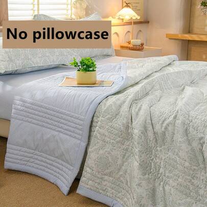 1 chiếc chăn bông họa tiết hoa, chăn nhẹ in hình tươi tắn, có thể giặt máy và không bị co rút, thích hợp cho phòng ngủ gia đình và ký túc xá sinh viên trong mùa hè có điều hòa.