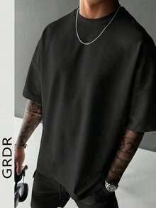 GRDR Men's Round Neck Fashionable Short Sleeve T-Shirt, Casual And - Black - View 2