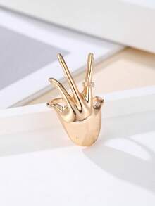 1 chiếc nhẫn đeo lòng bàn tay độc đáo và sáng tạo, kiểu dáng hở, đính đá Zirconia dành cho nữ, phụ kiện thời trang hàng ngày. - vòng mở - Xem 3
